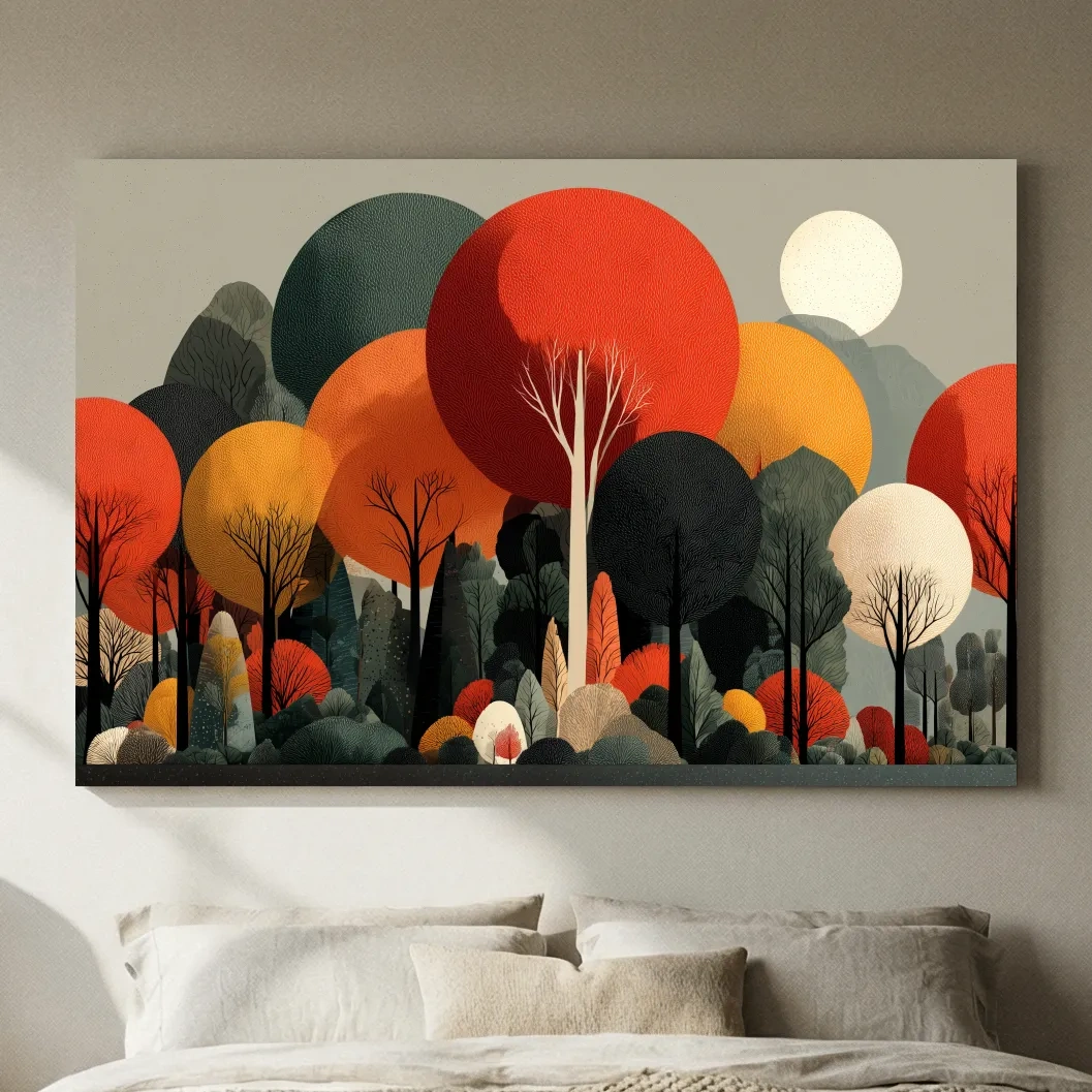 Abstract Autumn Forest Trees Canvas Art - Modern Scandinavian Wall Art