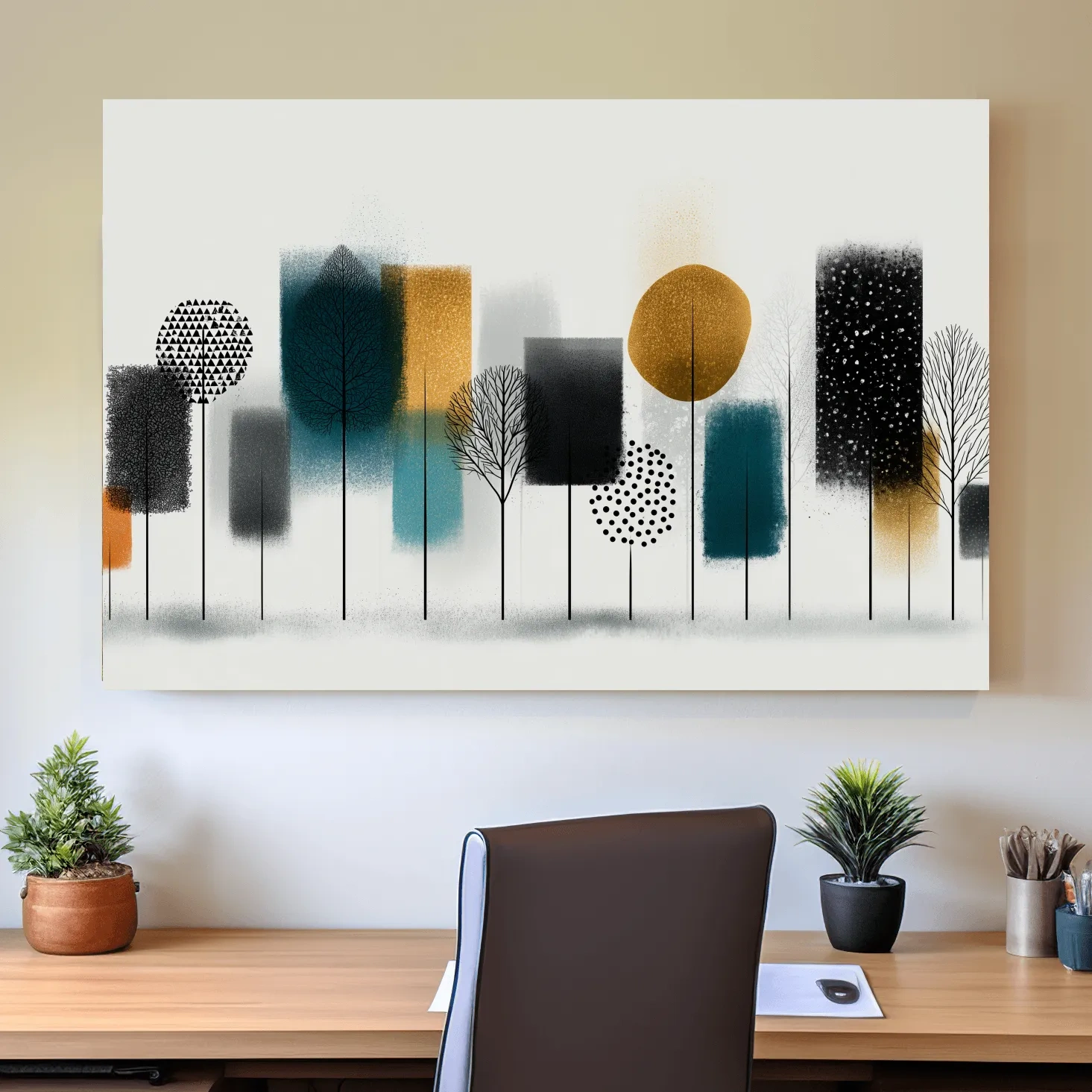 Abstract Minimalist Forest Grove Silhouettes - Modern Scandinavian Geometric Wall Art