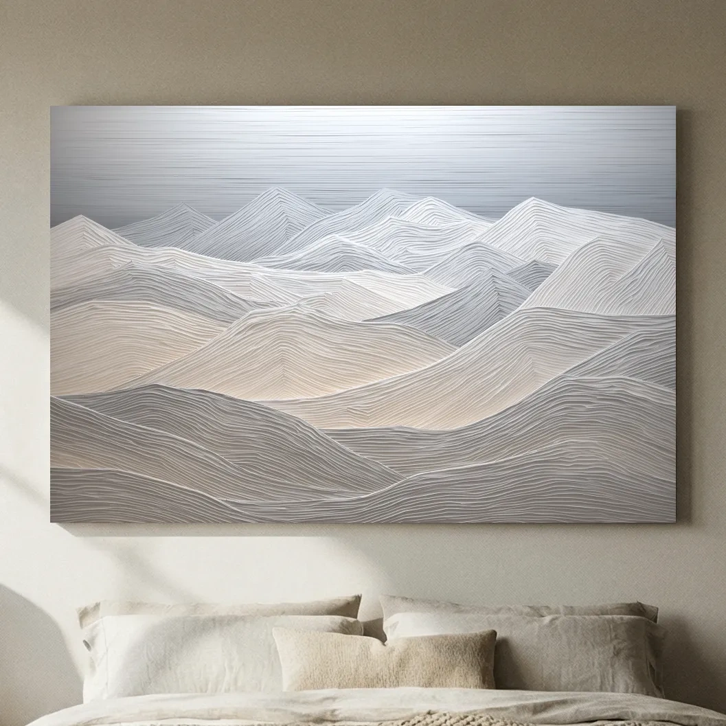 Minimalist Topographic Mountain Ridges - 3D Painting Effect Wall Art