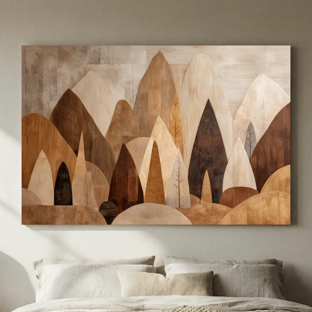 Earthy Abstract Boho Mountains - Modern Minimalist Forest Wall Art