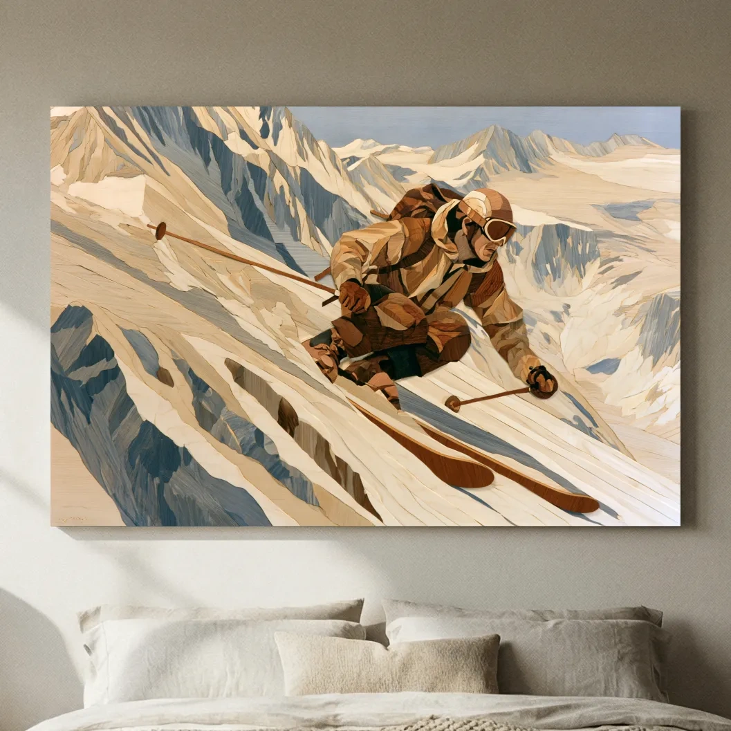 Dynamic Backcountry Skier Alpine Descent - Adventure Winter Sports Wall Art
