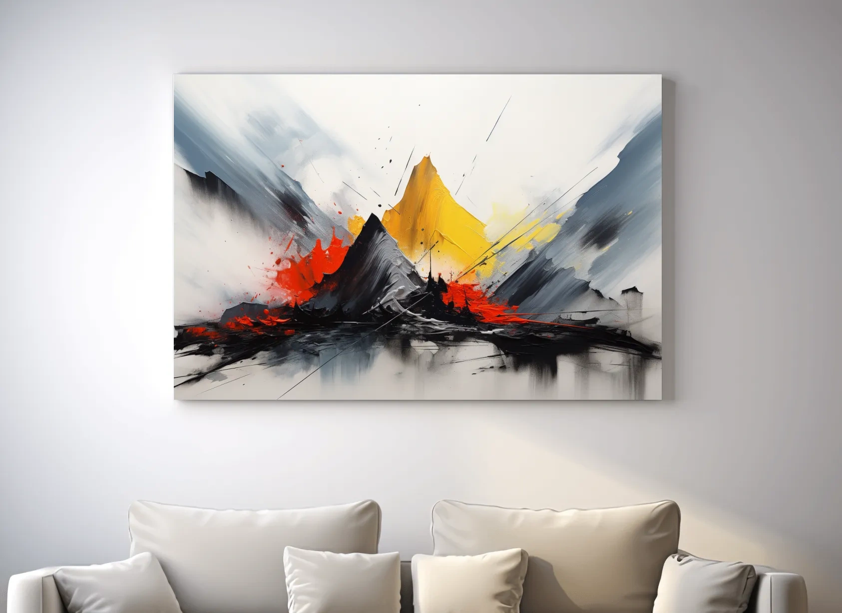 Abstract Mountain Peaks Painting - Modern Impasto Style Wall Art