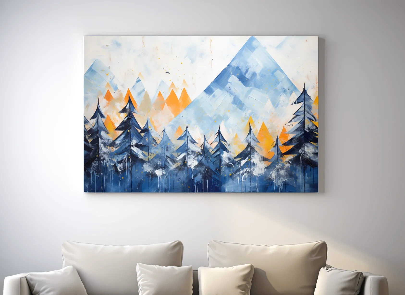 Abstract Alpine Mountain Peaks - Watercolor Forest Wall Art