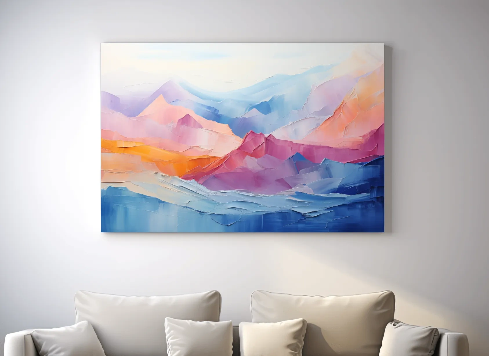 Vibrant Pastel Abstract Mountain Landscape - Colorful Mountain Wall Art