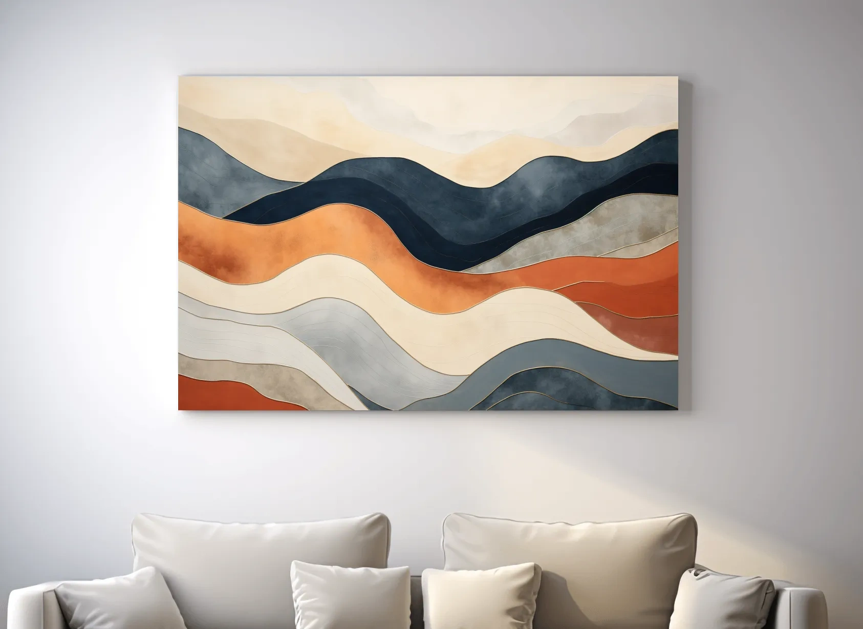 Abstract Wavy Mountain Layers - Mid Century Modern Landscape Wall Art