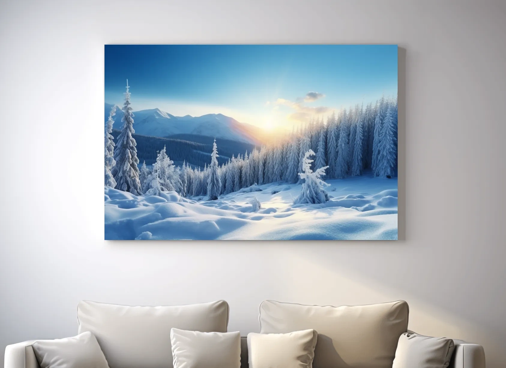Snowy Alpine Forest Sunrise - Winter Nature Photographic Wall Art