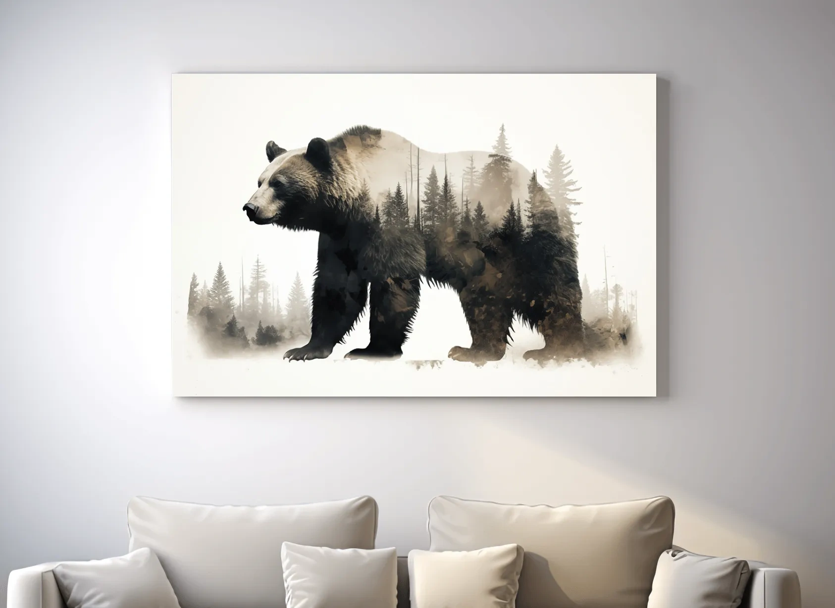 Grizzly Bear Double Exposure Forest - Wildlife Nature Wall Art