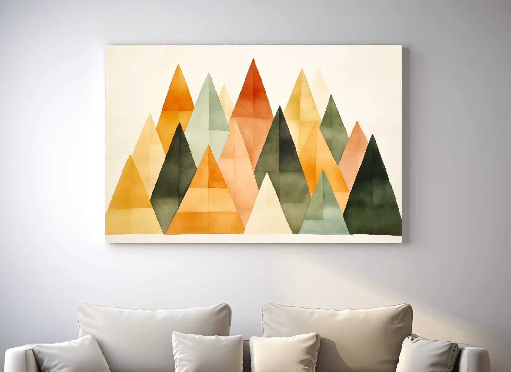 Geometric Watercolor Mountains - Modern Scandi Minimalist Wall Art