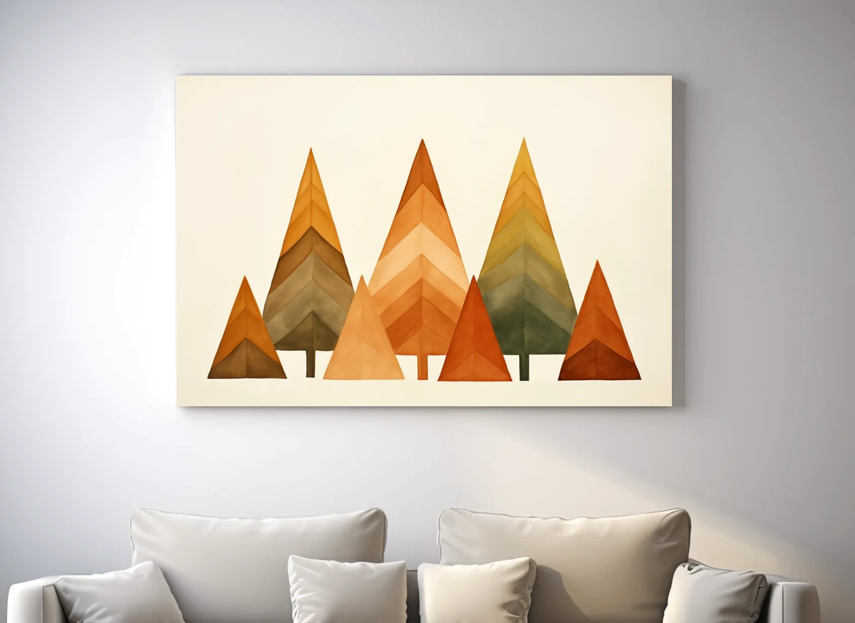 Minimalist Watercolor Pine Tree Forest - Scandinavian Geometric Nature Wall Art