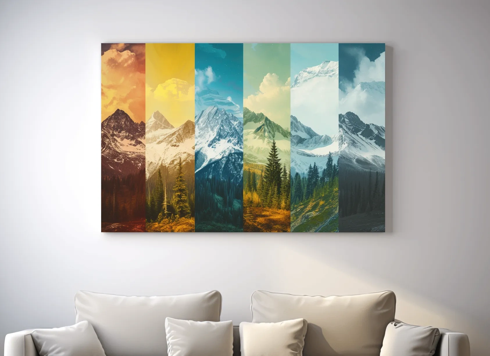 Colorful Mountain Peaks Collage - Modern Alpine Glacier Wall Art