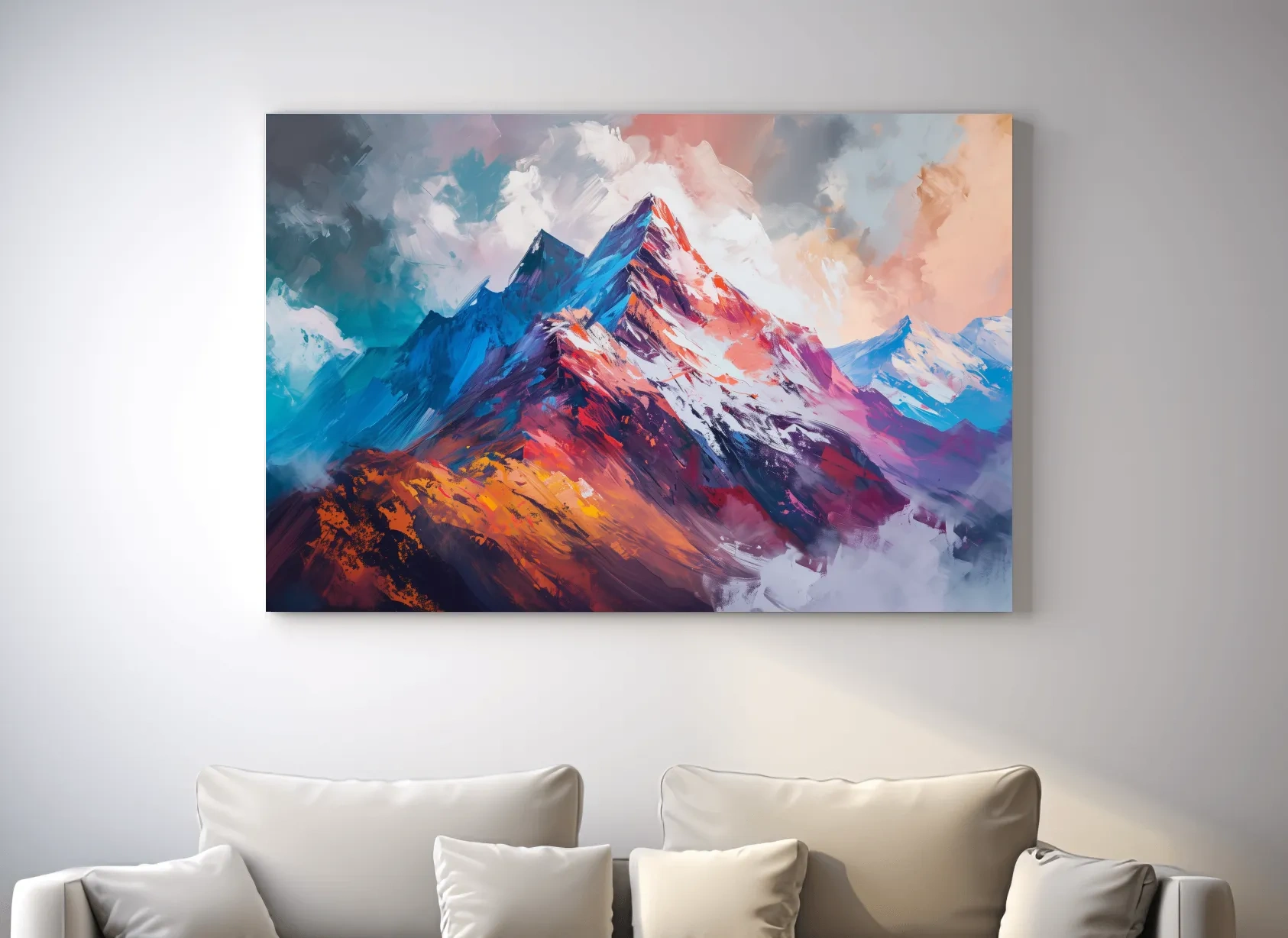 Vibrant Abstract Alpine Mountain Peaks - Colorful Landscape Wall Art