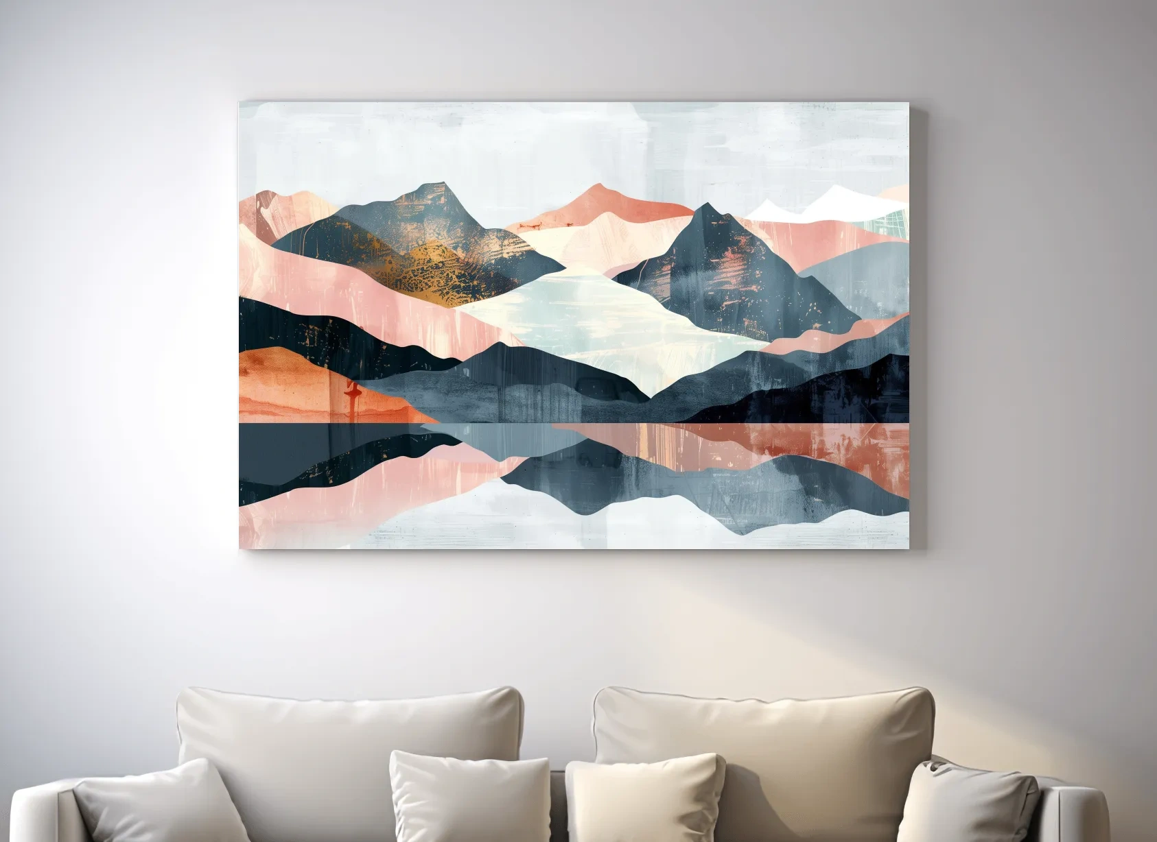Abstract Pastel Mountain Peaks - Modern Landscape Wall Art