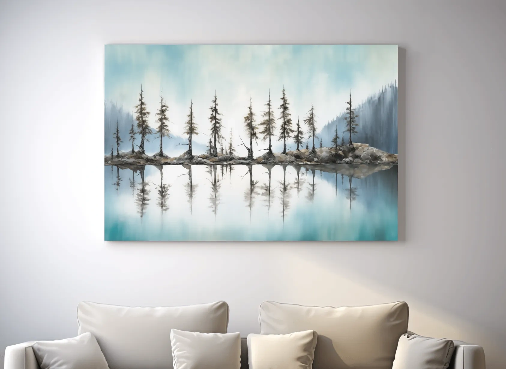 Minimalist Pine Tree Torqouise Alpine Lake Reflection - Pacific Northwest Wall Art