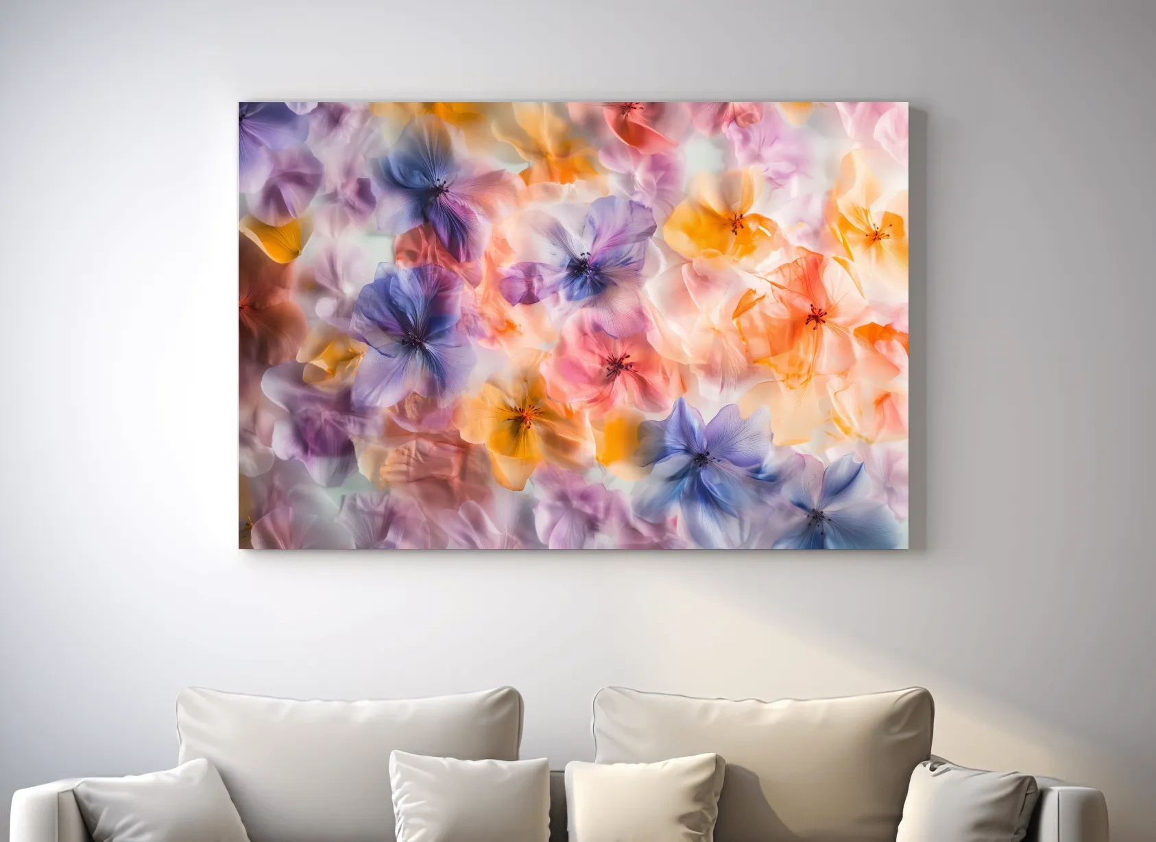 Oshibana Pastel Floral Petal Collage - Soft Botanical Wall Art