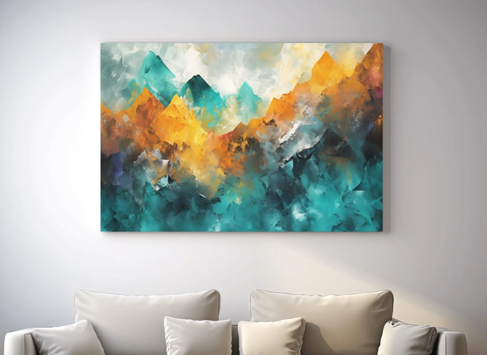 Vibrant  Abstract Mountain Painting - Textured Landscape Wall Art