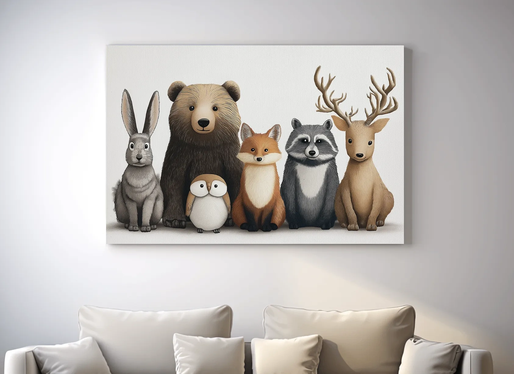 Cute Woodland Animal Art Illustration - Nursery Wildlife Wall Art - Childrens Room Decor