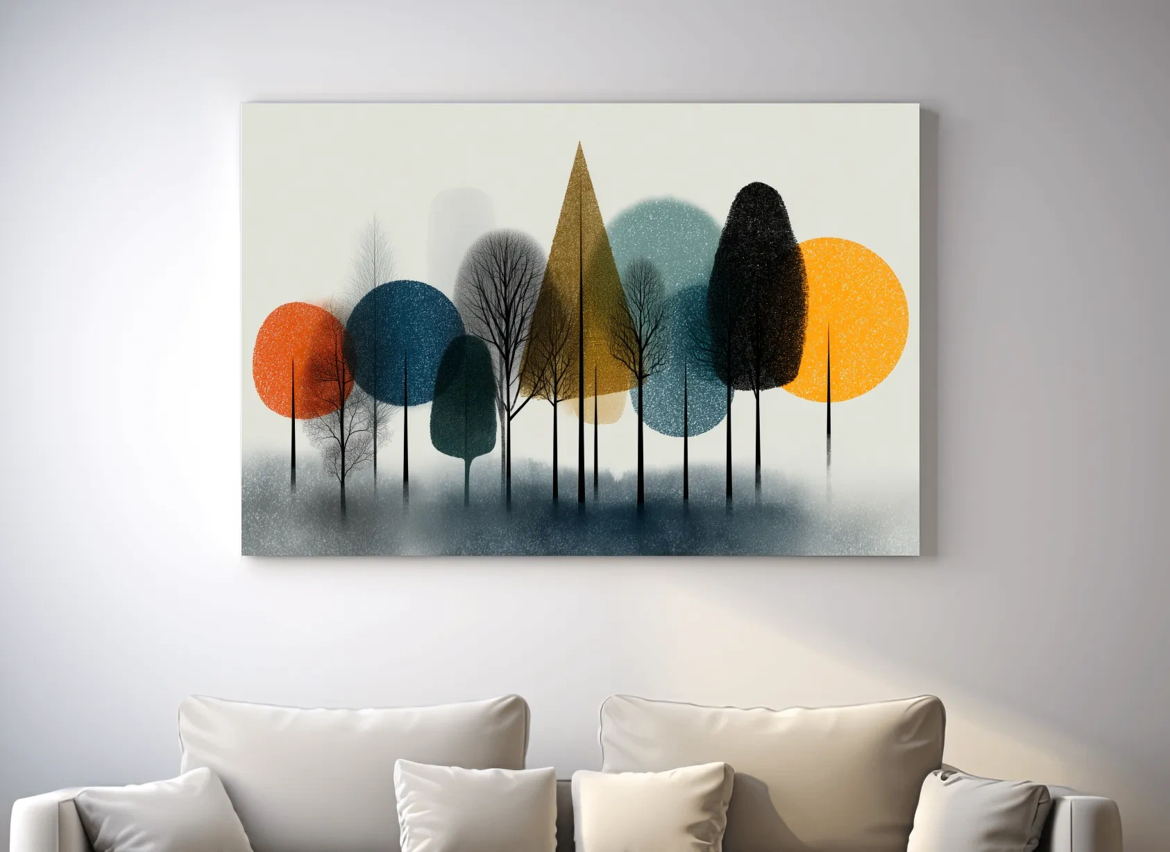 Mid-Century Abstract Forest Trees - Modern Geometric Landscape Wall Art