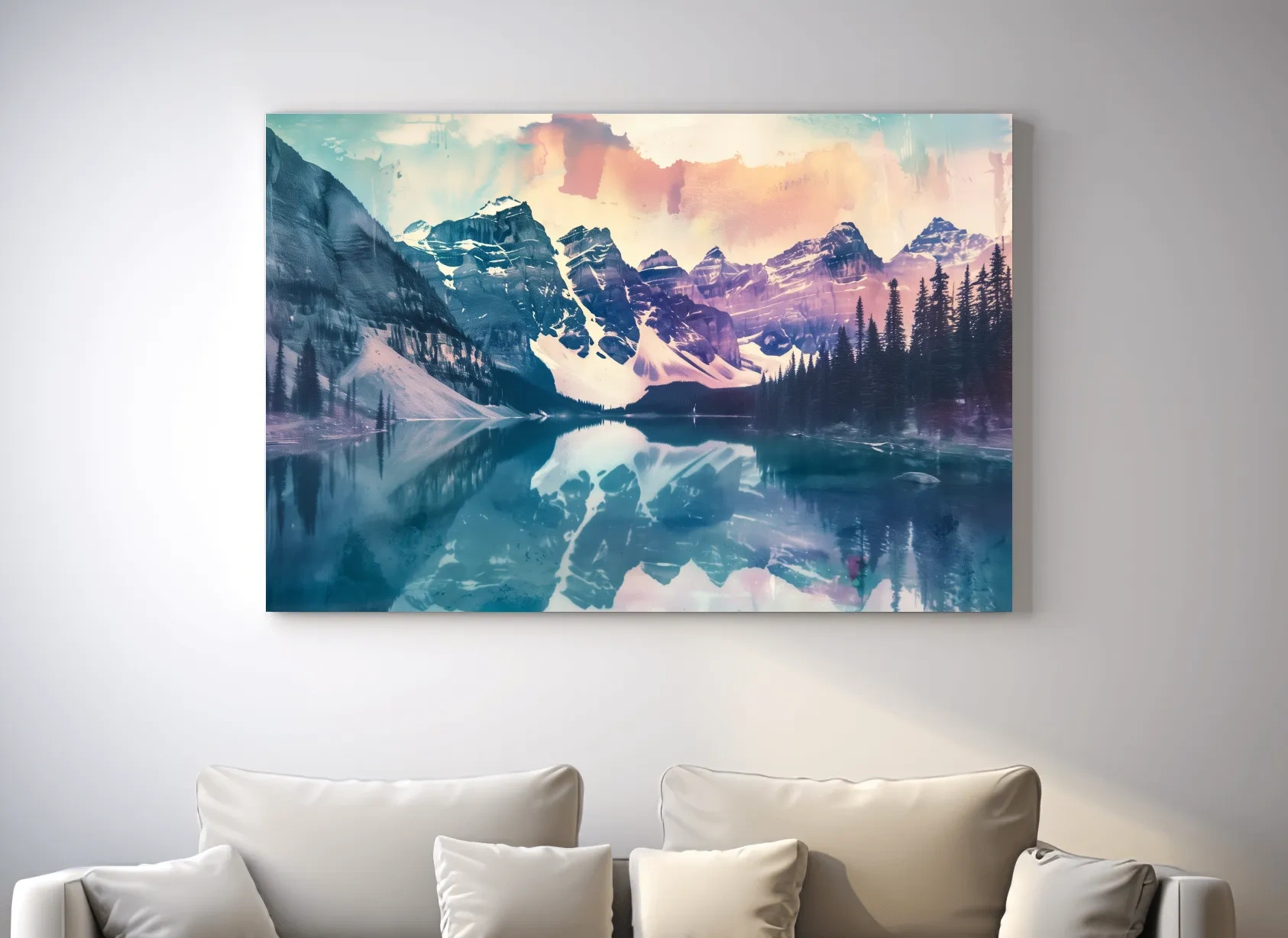 Valley of the Ten Peaks Watercolor Painting - Moraine Lake Banff Wall Art