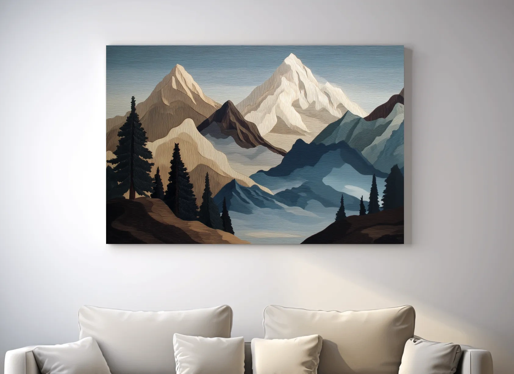 Textured Layered Alpine Mountain Peaks - Alpine Scenic Wall Art