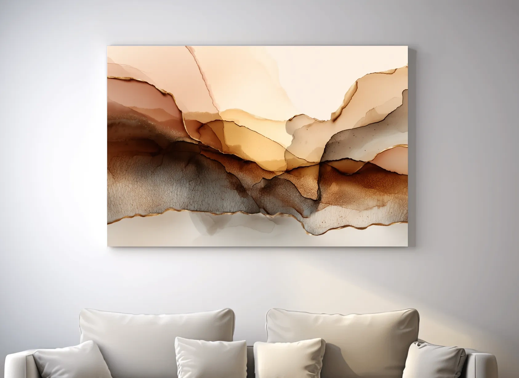 Abstract Alcohol Ink Landscape Painting - Modern Minimalist Wall Art