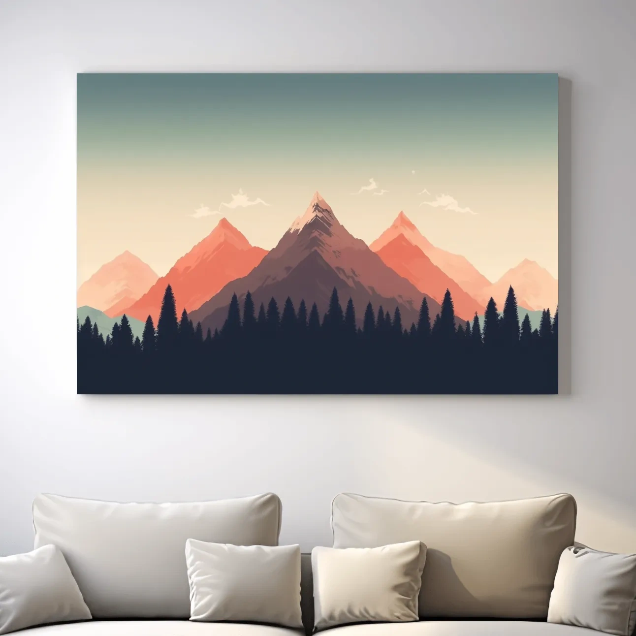Minimalist art, alpine treeline in the mountains