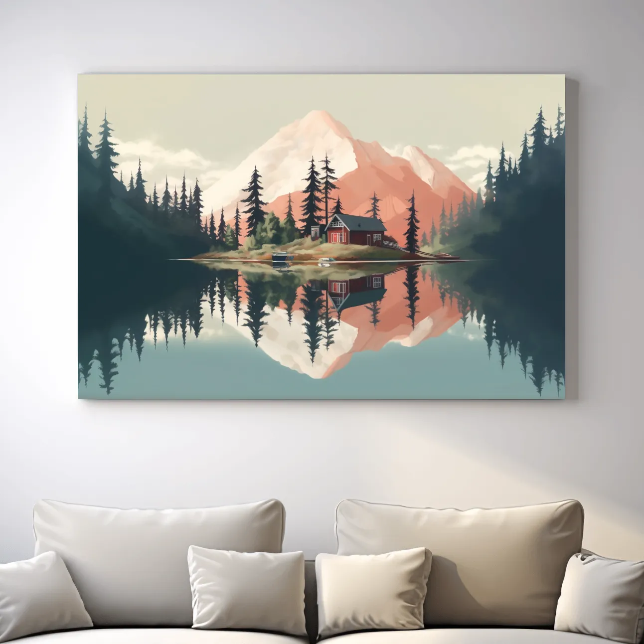 Minimal art of a cabin in the alpine