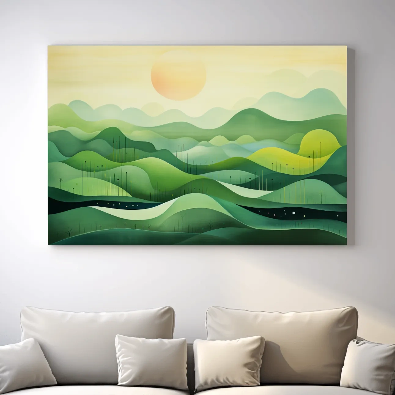 Illustration of rolling green hills