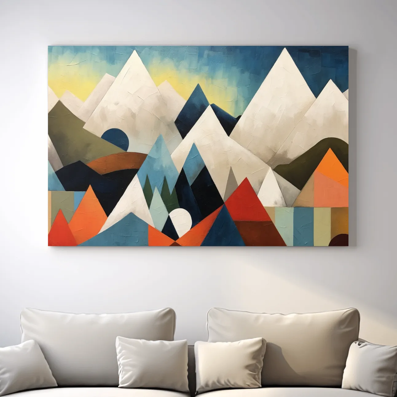Abstract suprematism mountain painting