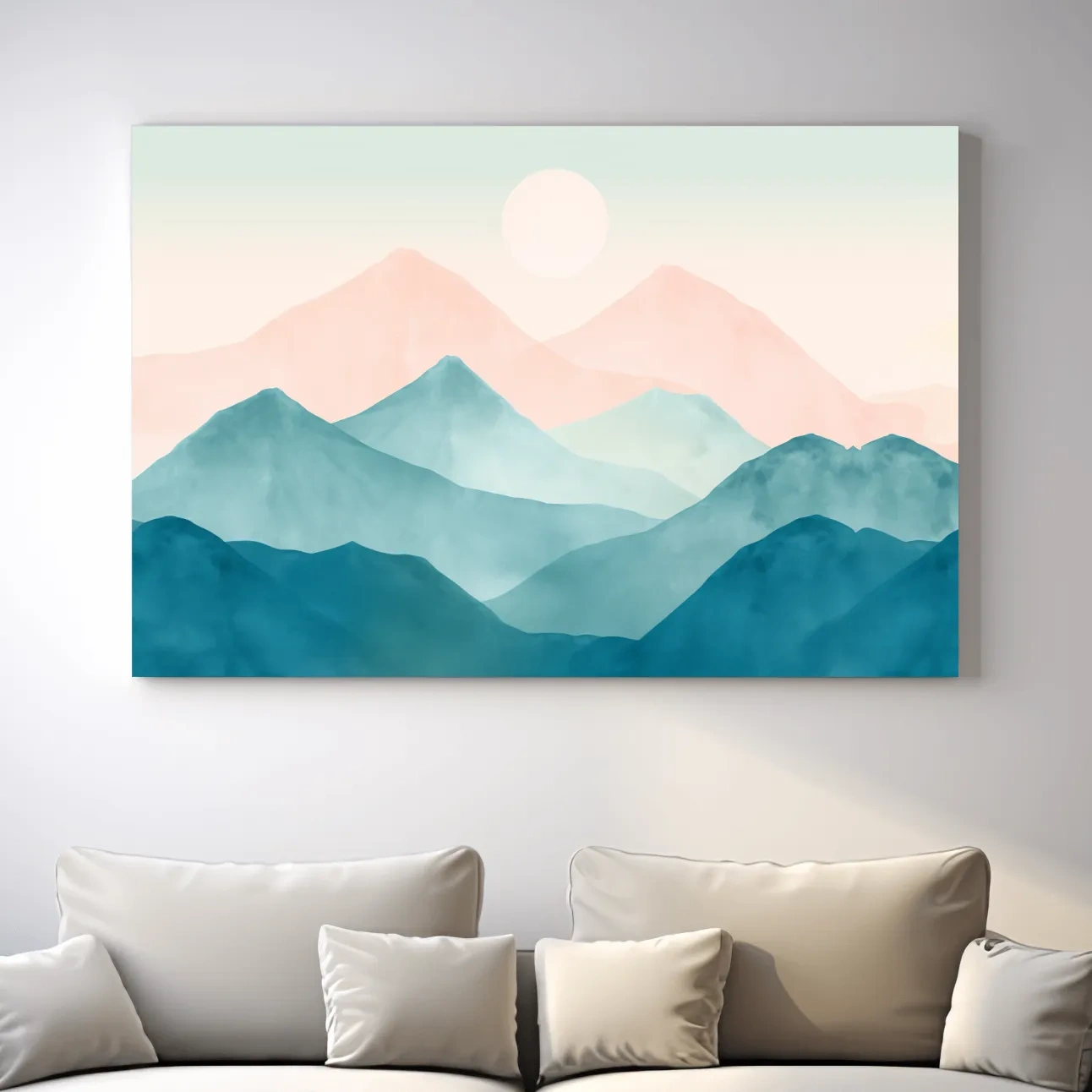 Soft pastel mountain landscape painting