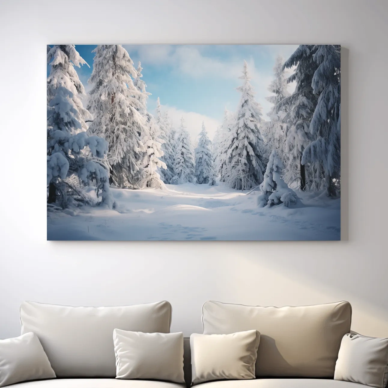 Photographic art, snow covered hemlock trees