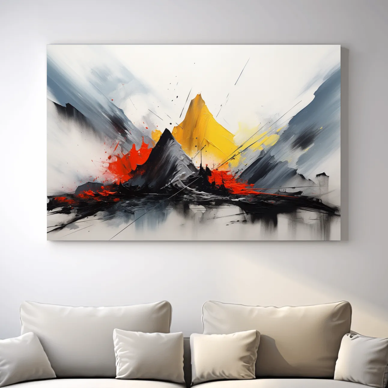 Abstract Mountain Peaks Painting - Modern Impasto Style Wall Art