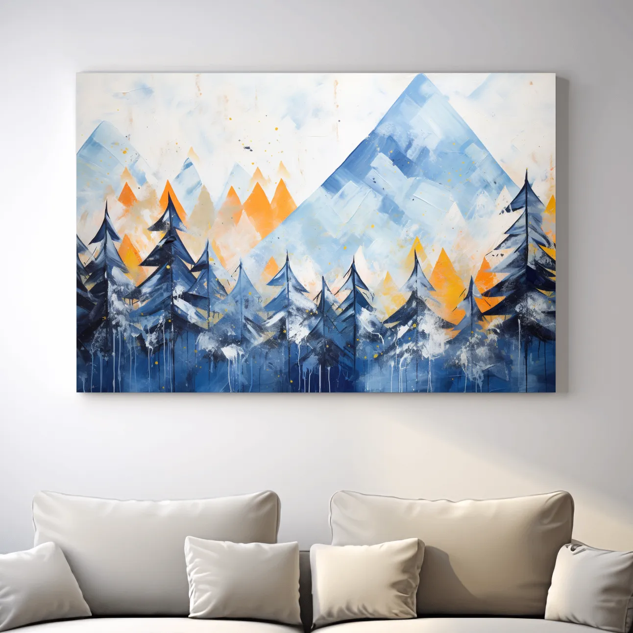 Abstract Alpine Mountain Peaks - Watercolor Forest Wall Art