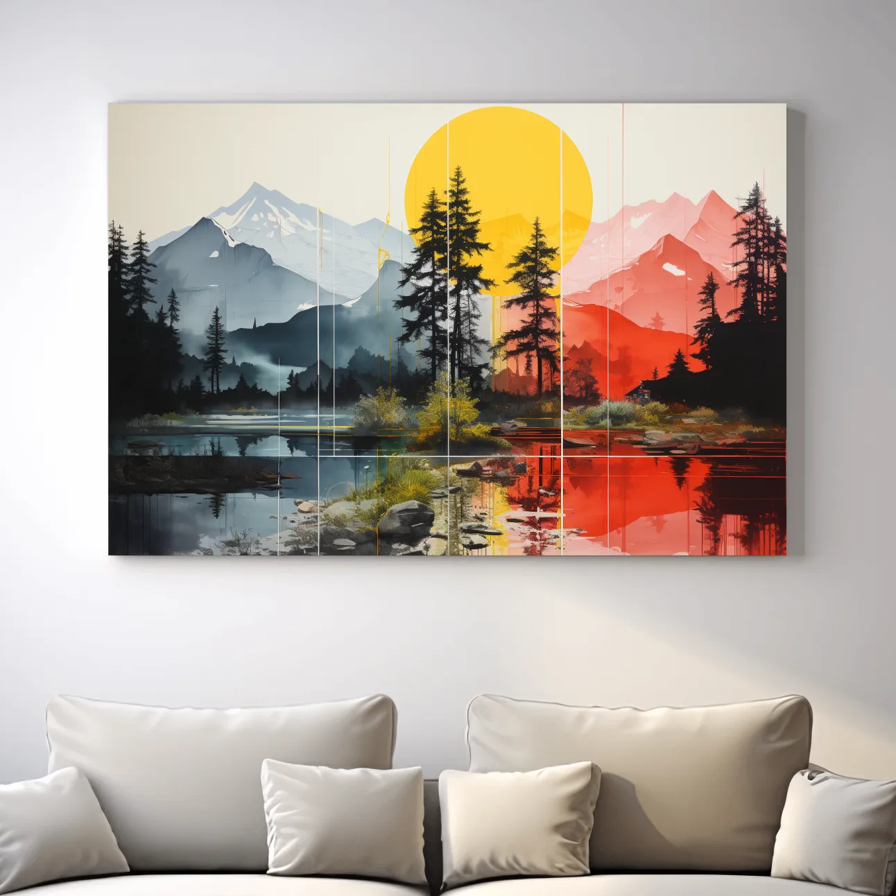 Alpine sunset watercolour painting artwork