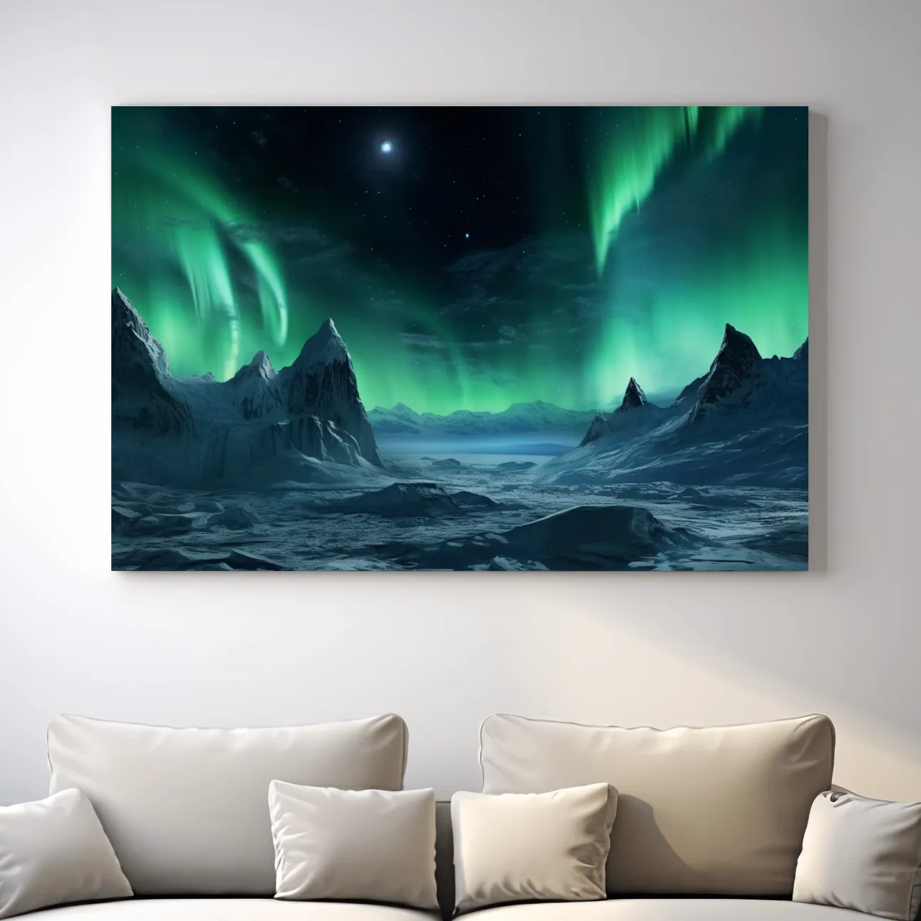 Photographic art, northern lights over the arctic