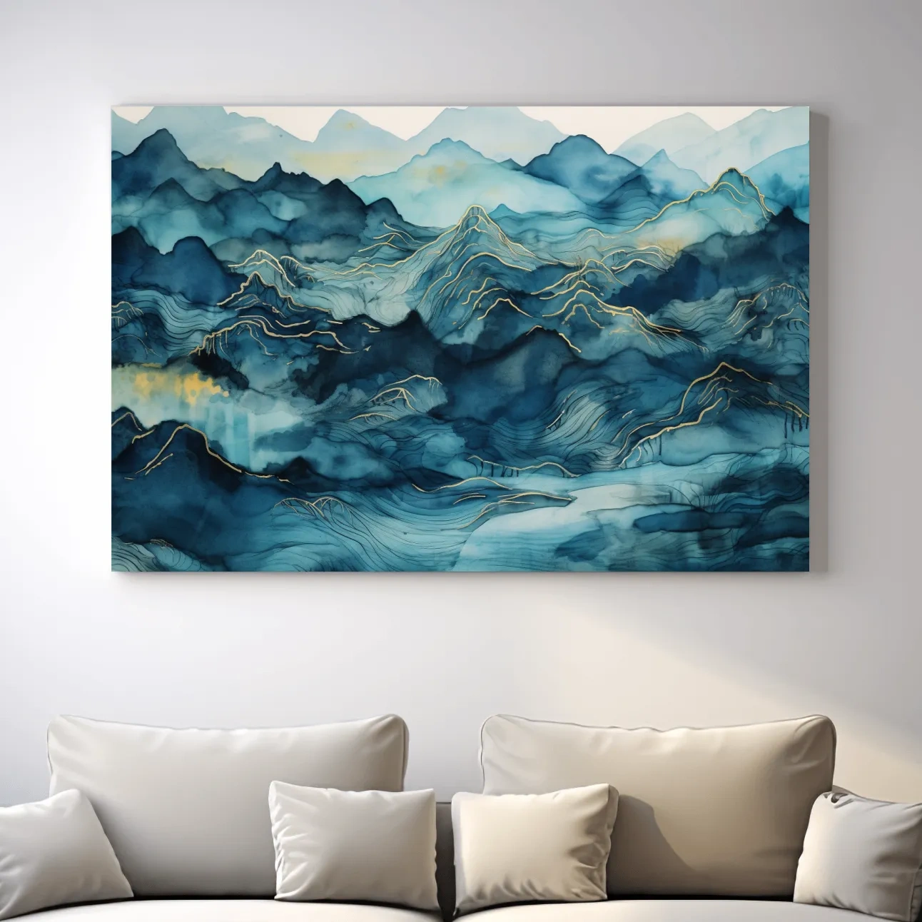 Abstract watercolour mountain painting