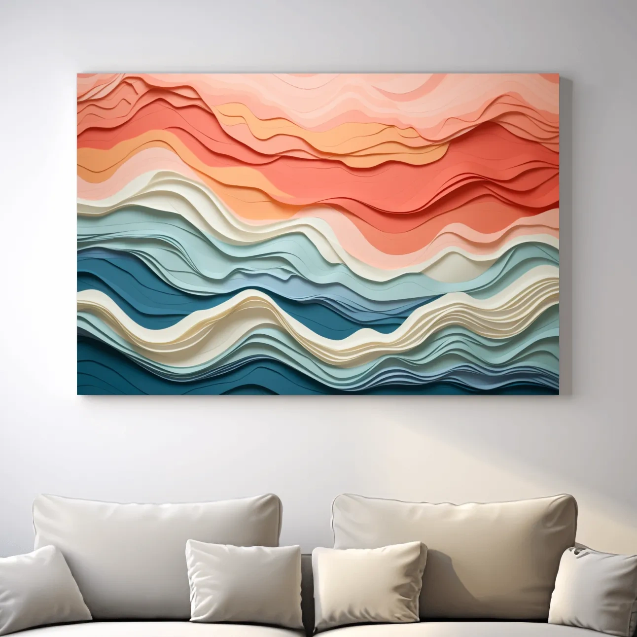 Flowing paper art, rolling mountain shapes