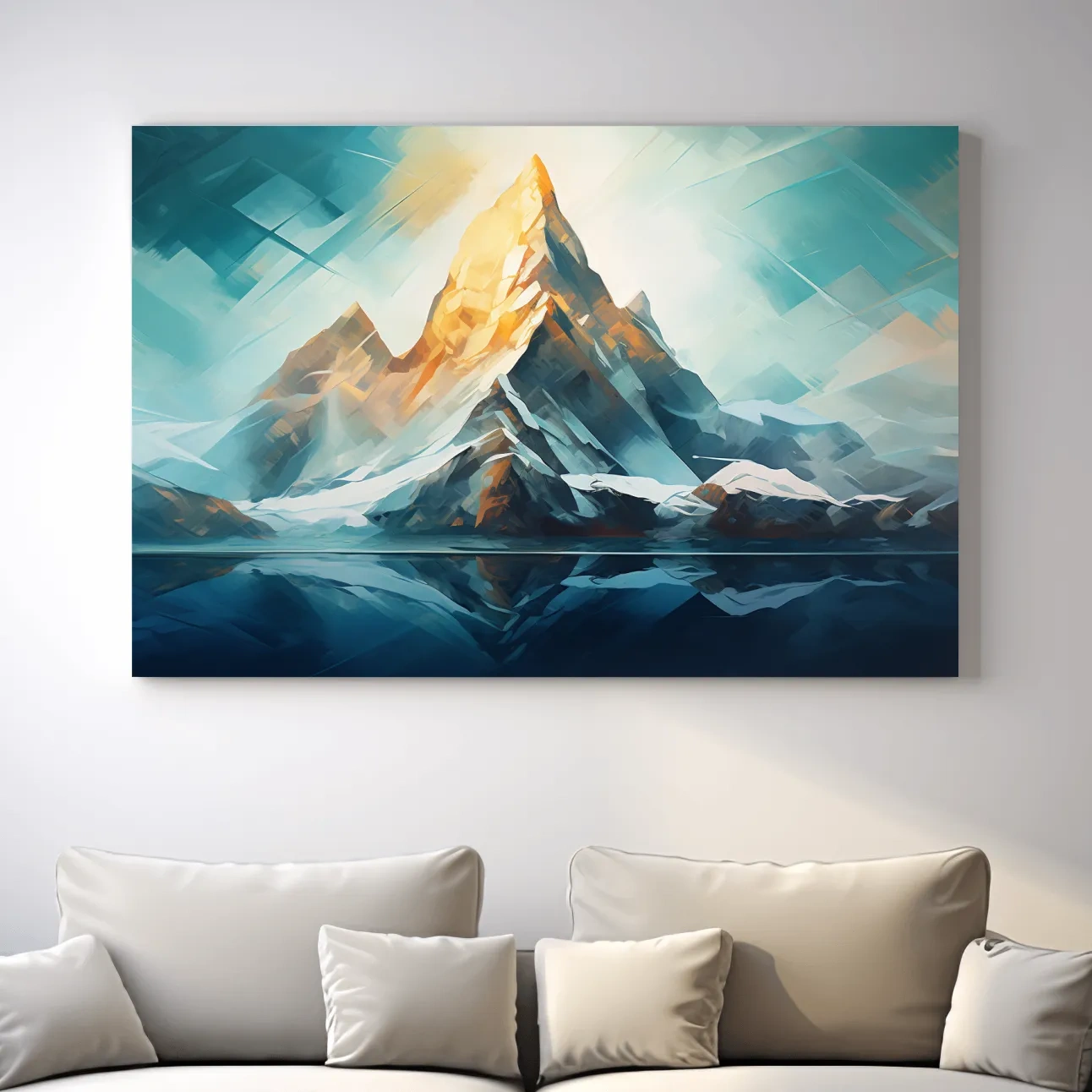 Vibrant glacier mountain art, palette knife style painting