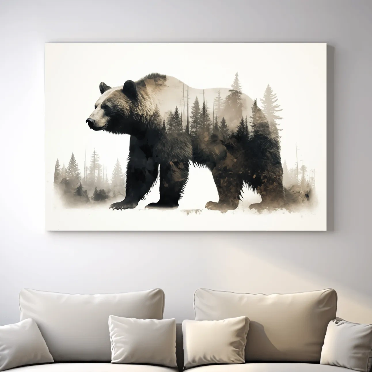 Grizzly Bear Double Exposure Forest - Wildlife Nature Wall Art