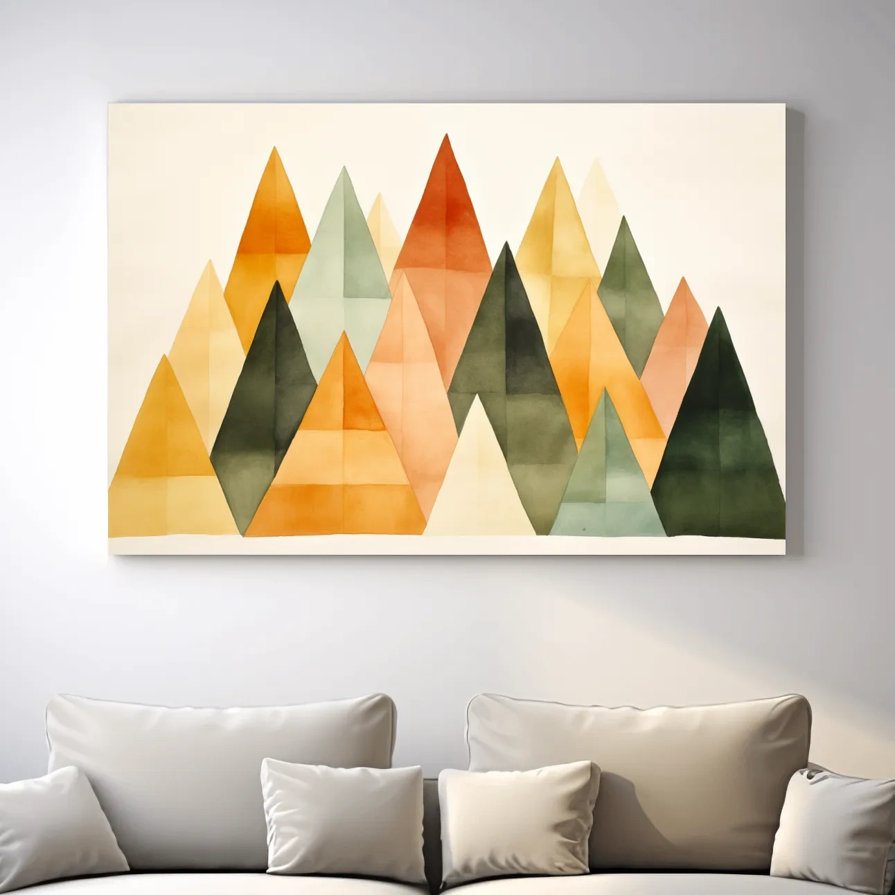 Geometric Watercolor Mountains - Modern Scandi Minimalist Wall Art