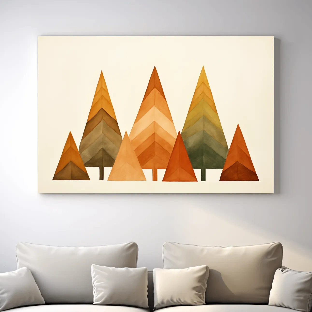 Minimalist Watercolor Pine Tree Forest - Scandinavian Geometric Nature Wall Art