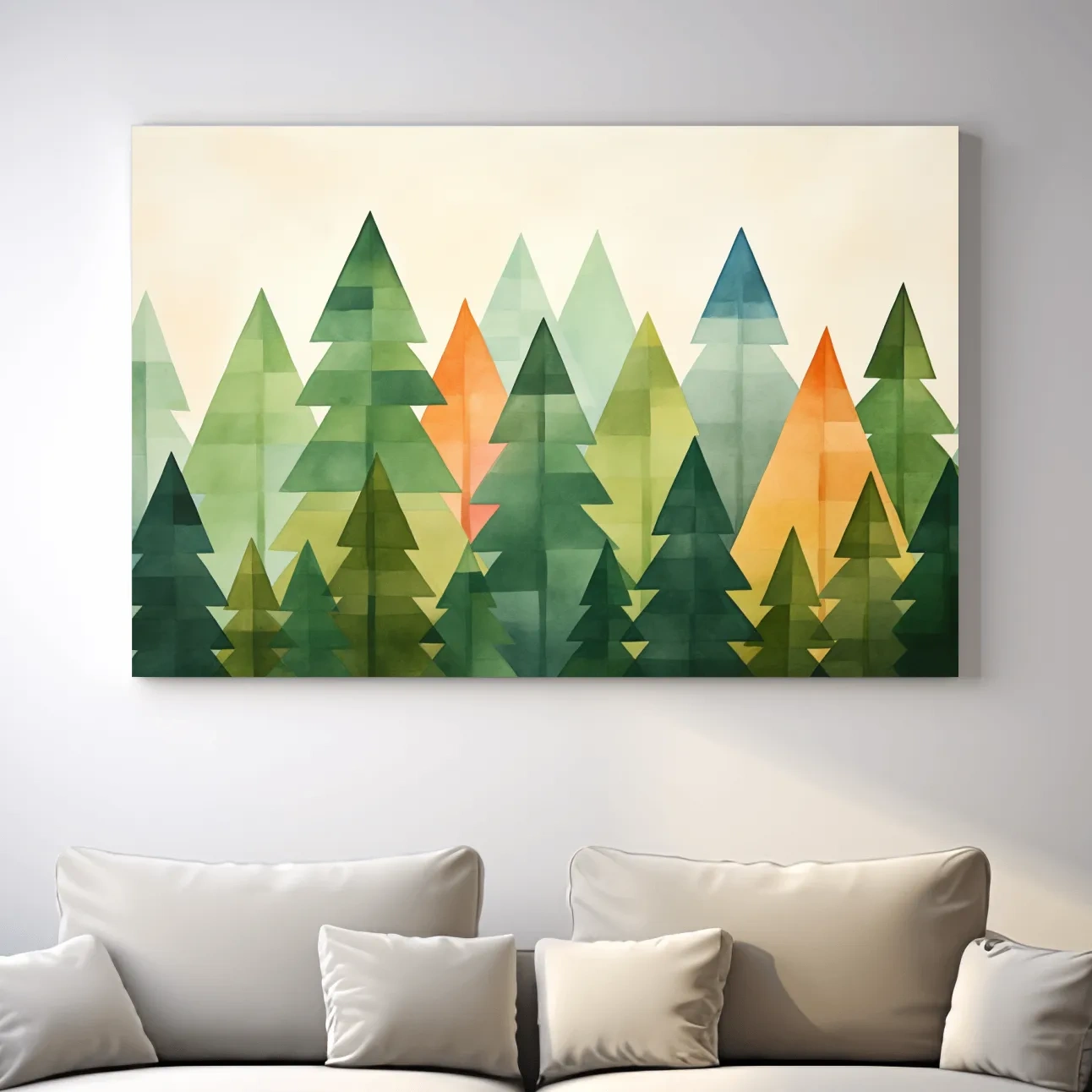 Minimal forest artwork, bohemian rustic trees wall art