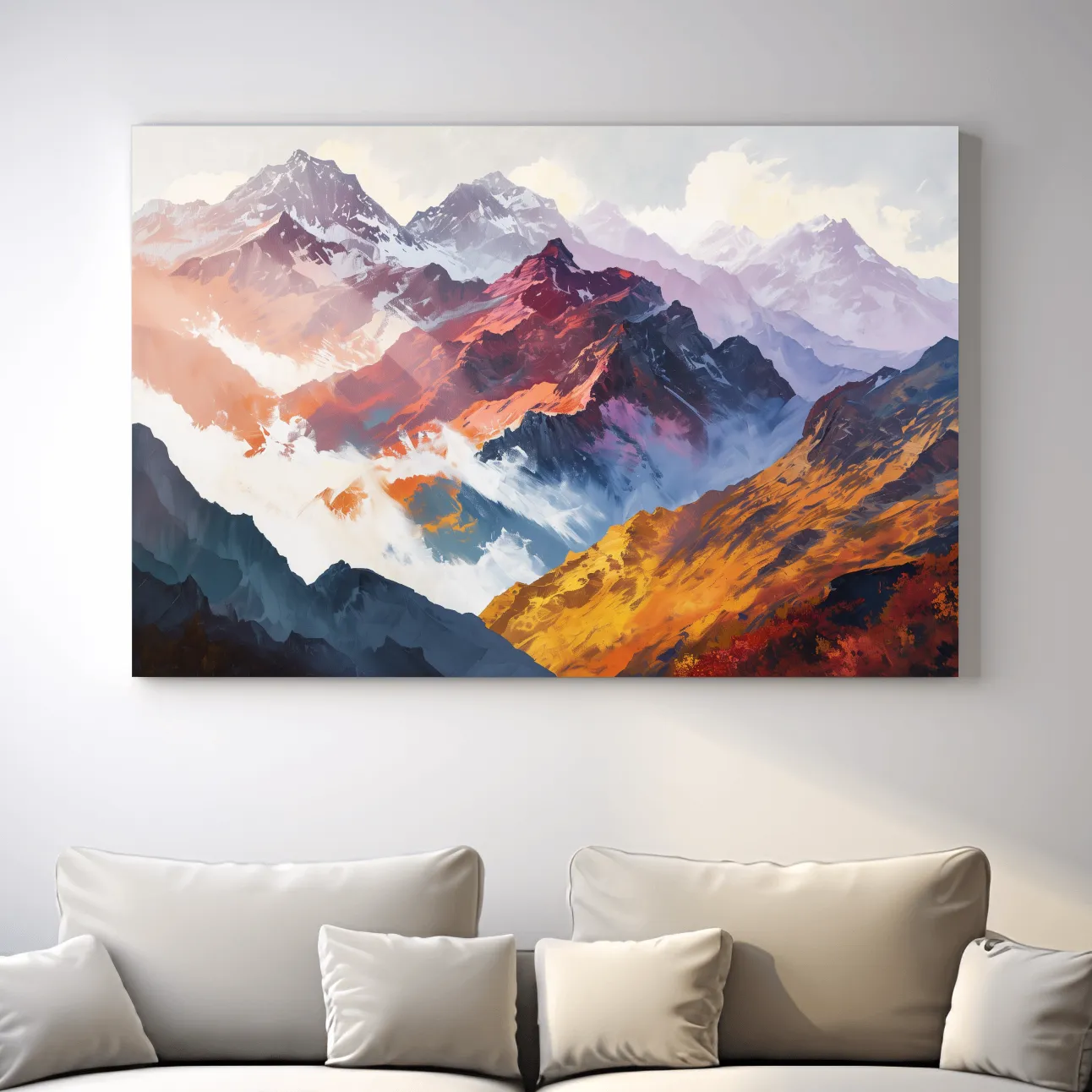 Vibrant Abstract Alpine Mountain Peaks - Colorful Impressionist Painting Wall Art