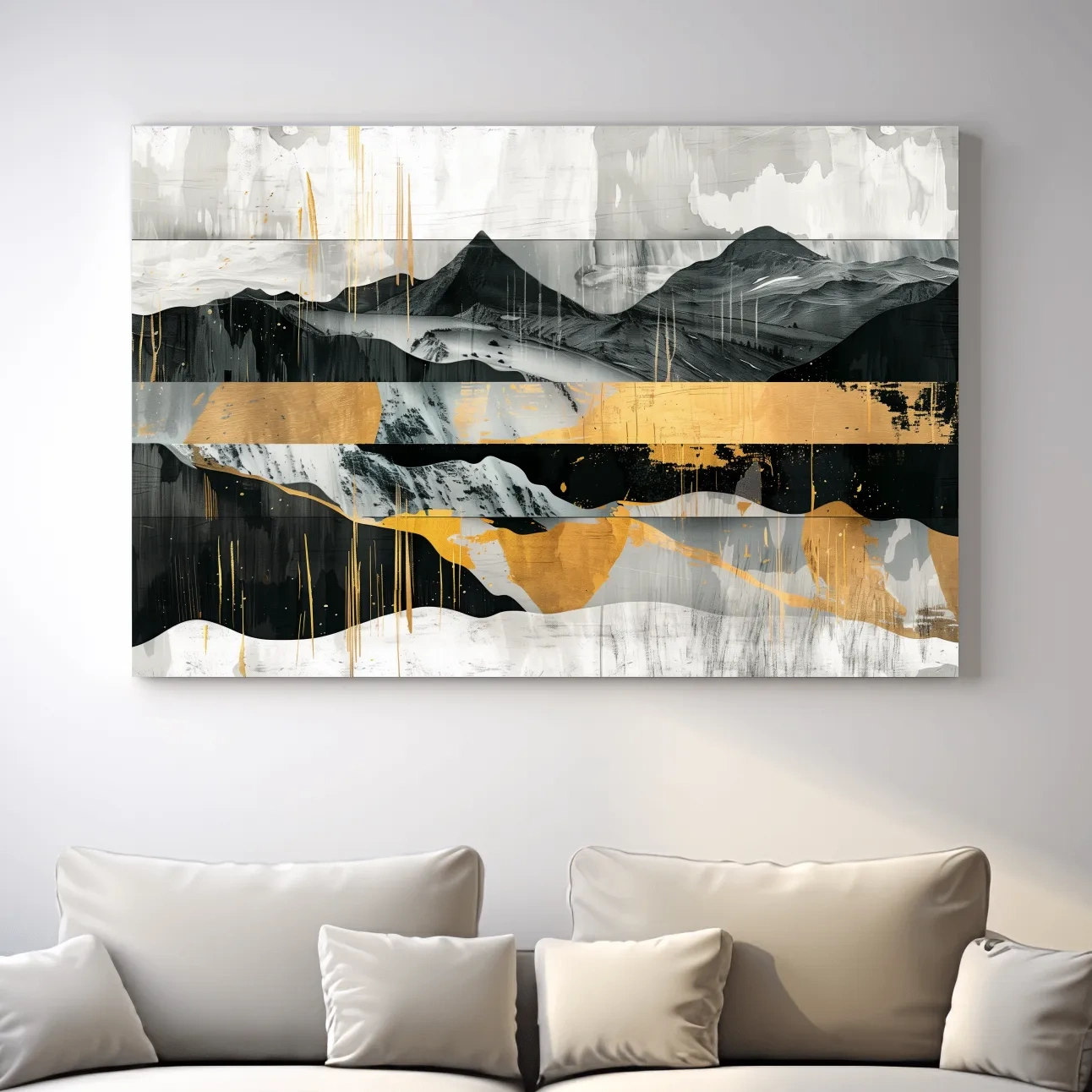 Modern abstract mountain art painting, large format wall art