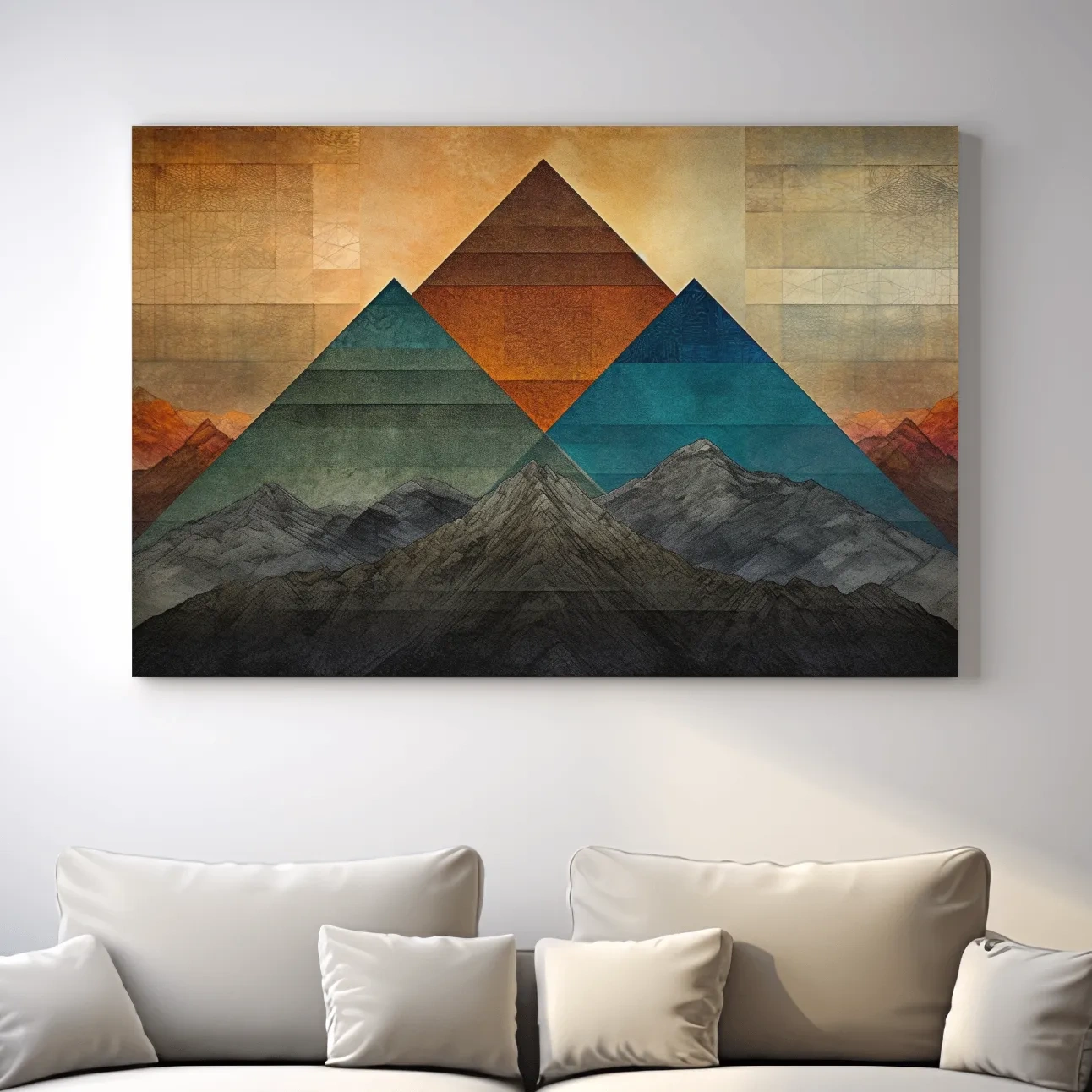 Abstract mountain art, triangular mountain shapes