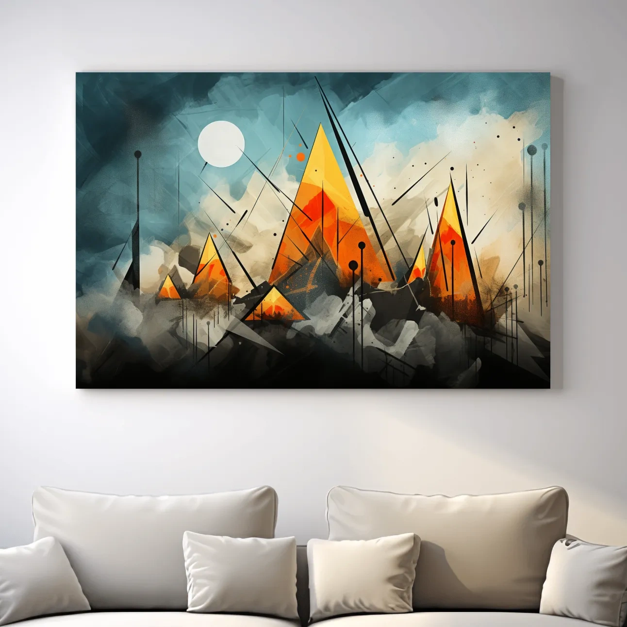 Energetic abstract mountain painting wall art