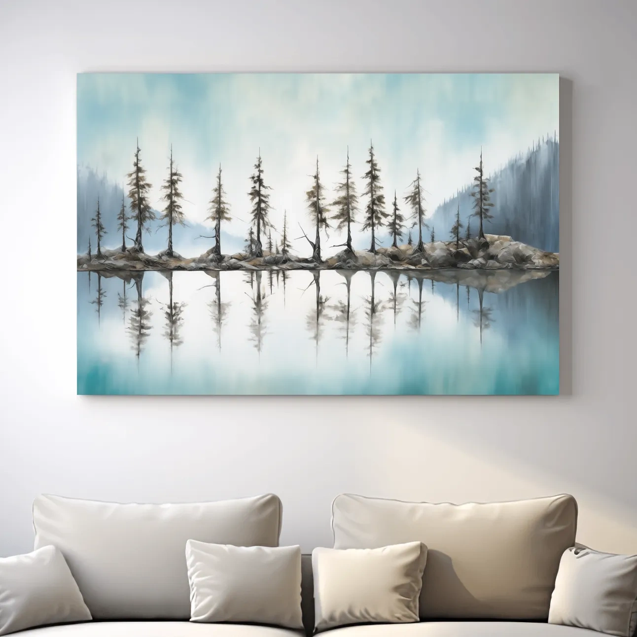 Minimalist Pine Tree Torqouise Alpine Lake Reflection - Pacific Northwest Wall Art