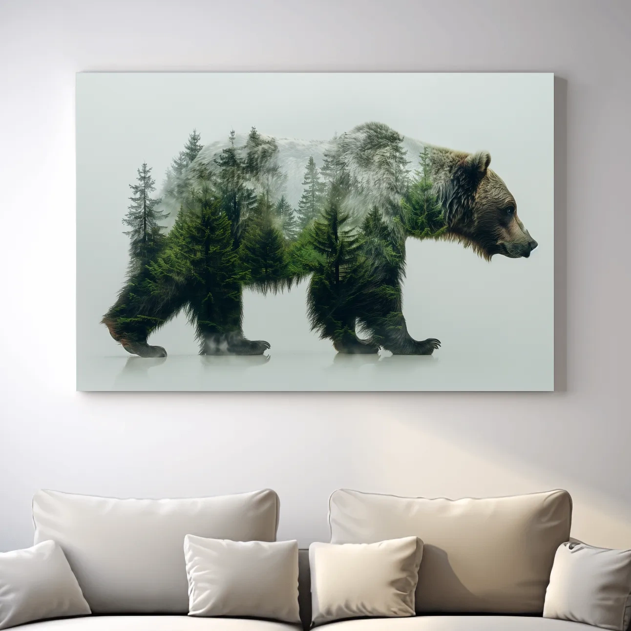 Grizzly bear artwork, double exposure forest art
