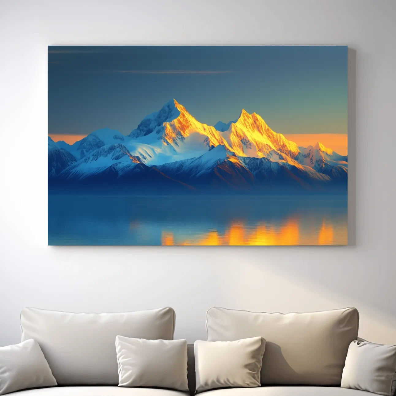 Photographic art, sunset golden hour over an arctic glacier