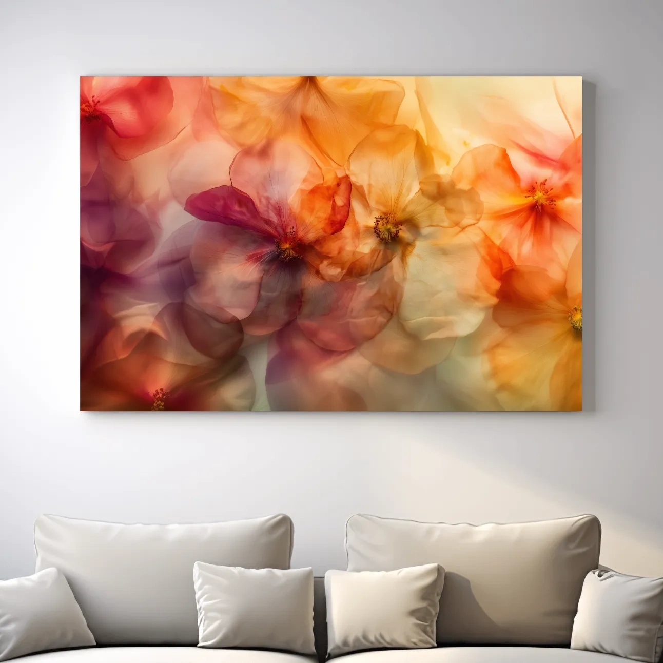 Oshibana style pressed flowers wall art print