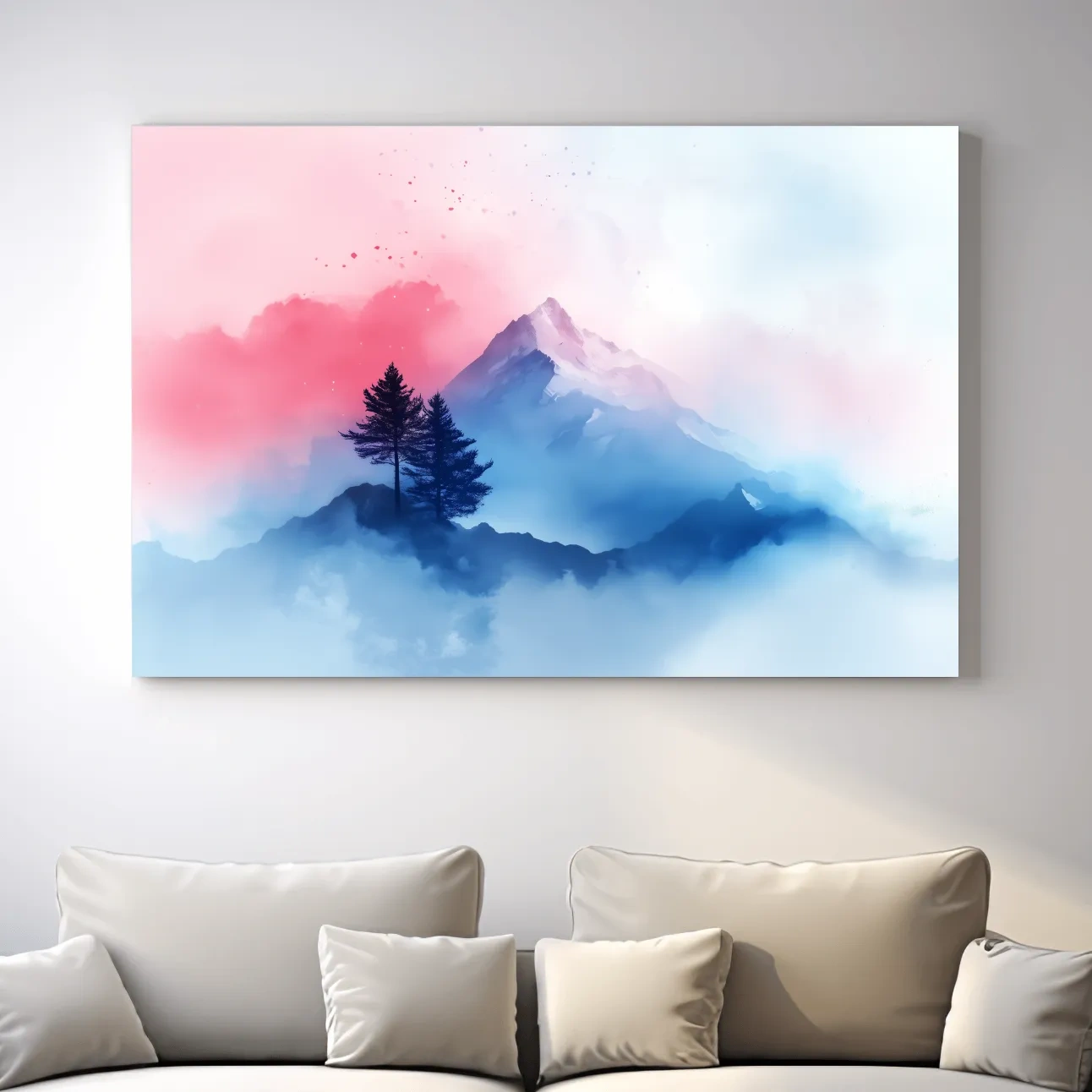 Pastel Watercolor Glacier Peak In The Clouds - Dreamy Alpine Wall Art